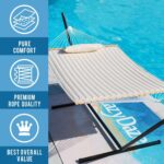 Lazy Daze Hammocks 12 FT Double Quilted Fabric Hammock with Spreader Bar and Detachable Pillow, 2 Person Hammock for Outdoor Patio Backyard Poolside, 450lbs Weight Capacity, Natural - Image 7