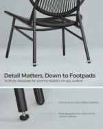 SONGMICS Patio Furniture Set 3 Pieces, Garden Bistro Set, Acapulco Chairs, Outdoor Seating, Side Table and 2 Chairs, Indoor and Outdoor Conversation Set, Balcony Porch, Ink Black UGGF021B01 - Image 9