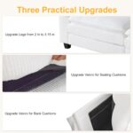 Karl home Sectional Sofa Modular Deep Seat Sofa Couch with Ottoman, Corduroy Sofa Sleeper Comfy Upholstered Furniture for Living Room, Apartment, Studio, Office, (3-Seat & 1-Ottoman, White) - Image 5