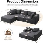 Vamcheer Modular Sectional Sofa - Modern L Shaped Boneless Couch with Deep Seat, Upholstered Sectional Couches for Living Room, Bedroom, Office, No Assembly Required, Gray - Image 3