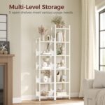 Bookshelf, 5-Tier Bookcase, Standing Book Shelf for Small Space, Storage Shelf Organizer, for Living Room, Bedroom, Study, Balcony, White BKBW5501 - Image 5