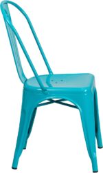 EMMA + OLIVER Commercial Grade Teal-Blue Metal Indoor-Outdoor Stackable Chair - Image 7