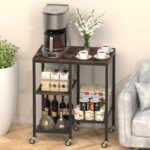 Kitchen Microwave Cart,Microwave Stand with Wheels,Coffee Bar Table Station,4-Tier Rolling Baker's Rack,Small Appliance Storage Shelf,Utility Side Table for Kitchen,Living Room (Rustic Brown) - Image 8