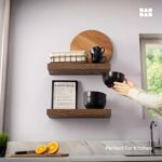 BAOBAB WORKSHOP Wood Floating Shelves for Wall - Wooden Floating Shelf 16 Inch - Rustic Bathroom Shelves for Room Wall for Kitchen Bedroom Living Room Farmhouse - Walnut Finish, 16″W × 6.7″D, Set of 2 - Image 3