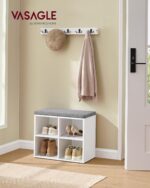 VASAGLE Shoe Bench with Cushion, Shoe Storage Bench with 4 Compartments and 2 Adjustable Shelves, Entryway Bench with Padded Seat, for Bedroom, Closet, Living Room, Cloud White ULHS234W01 - Image 3