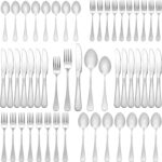 Silverware Set 50 Piece Stainless Steel Flatware Set Silverware Utensils for 10 People Includes Forks Knives Spoons & Salad Forks Dishwasher Safe Durable Tableware for Home Restaurant or Outdoor Use - Image 2