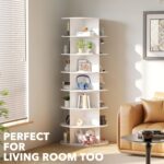 SpaceAid 7 Tier Rotating Shoe Rack Tower, Spinning Shoe Display Lazy Susan, Revolving 360 Shoe Rack Storage Round Carousel, Vertical Handbag Rotate Shoes Closet Organization (7-Tier White) - Image 7