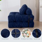 MAXYOYO Folding Sofa Bed, Convertible Sleeper Chair with Pillow Foldable Matress with Back Support, Portable Fold Out Chair Bed Comfy Floor Sofa Lounge for Living Room Bedroom, Navy, Single - Image 6