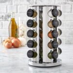 Kamenstein 20 Jar Revolving Countertop Spice Rack with Spices Included, FREE Spice Refills for 5 Years, Polished Stainless Steel with Black Caps, 30020 - Image 5