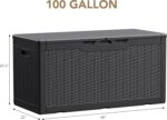 Devoko 100 Gallon Waterproof Large Resin Deck Box Indoor Outdoor Lockable Storage Container for Patio Furniture Cushions Garden Tools (100 Gallon, Black) - Image 8