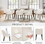 COLAMY Upholstered Dining Chairs Set of 6, Modern Fabric Dining Room Kitchen Side Chair with Padded Seat and Wood Legs for Restaurant/Cafe, Beige - Image 5