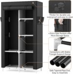 ROJASOP Portable Closet Wardrobe Closet for Hanging Clothes with 6 Storage Shelves, 1 Hanging Rod and 4 Pockets, Free Standing Closet Clothes Organizer for Bedroom, Sturdy and Easy Assemble - Image 6