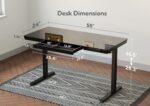 YDN Glass Standing Desk with Drawers, 55 x 24 Inch Electric Stand Up Desk with USB Ports, Adjustable Height for Home Office, Black - Image 4