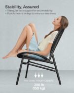 SONGMICS Patio Furniture Set 3 Pieces, Garden Bistro Set, Acapulco Chairs, Outdoor Seating, Side Table and 2 Chairs, Indoor and Outdoor Conversation Set, Balcony Porch, Ink Black UGGF021B01 - Image 7