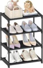 4 Tier Small Shoe Rack, Narrow Stackable Kids Toddler Adult Shoe Storage Organizer Shelf for Closet Floor Entryway Bedroom, Space Saver Shoe Rack Organization Shelves - Image 2
