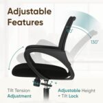 ETONEX Office Chair with Ergonomic Mid Back Cushion Lumbar Support Adjustable Swivel Rolling Computer Gaming Desk Chair Comfy Mesh Seat Wheels Home Executive Use (1, All Black) - Image 7