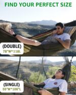 Sunyear Camping Hammock, Portable Single & Double Hammock with Net, 2 Person Hammock Tent with 2 * 10ft Straps, Best for Outdoor Hiking Survival Travel - Image 4