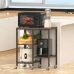 Kitchen Microwave Cart,Microwave Stand with Wheels,Coffee Bar Table Station,4-Tier Rolling Baker's Rack,Small Appliance Storage Shelf,Utility Side Table for Kitchen,Living Room (Rustic Brown) - Image 5