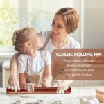 Wood Rolling Pin (15.75 Inches), Non-Stick Rolling Pin for Baking, Natural Sapele Wood Dough Roller for Pizza, Fondant, Pie, Cookie, Pastry, Essential Kitchen Tool - Image 8