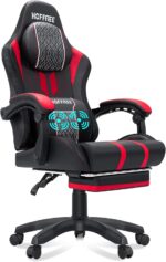 HOFFREE Gaming Chair Massage Big and Tall Gaming Chairs with Footrest 400lb for Adults Heavy People Computer Gamer Chair Red and Black - Image 2