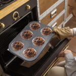 2 Packs Round Muffin Baking Pan, Premium Steel Muffin Pan for Baking, Cupcake Tin Cheesecake Pans, Bakeware Muffin Top Pan (6 Cups,Black) - Image 6