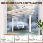 Veken 55 Inch Large Electric Standing Desk,Sit to Stand Up, Heights Adjustable, Work Home Office Computer Table for Study, Walking Pad, Writing, and Games, Wooden Desktop Desks, White - Image 6