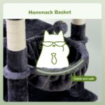 Globlazer Heavy Duty Cat Trees for Large Cats, Sturdy 72in Maine Coon Cat Tree for Large Cats 20 lbs+ Heavy Duty Cat Tower for Adult Biggest Cat with 6 Scratching Posts, Hammock, S72, Dark Gray - Image 6