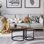 Smuxee Nesting Coffee Table Set of 2, 23.6" Round Coffee Table Wood Grain Top with Adjustable Non-Slip Feet, Industrial End Table Side Tables for Living Room Bedroom Balcony Yard - Image 7