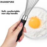 Rainspire 12-Inch Wire Whisk Stainless Steel, Balloon Whisks for Cooking, Wisk Wisking Tool With Soft Silicone Handle, Thick Durable Whisker for Blending, Beating, Whisking, Stirring, Black - Image 5