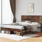 Queen Bed Frame with Headboard and Footboard, with Under Bed Storage, All-Metal Support System, No Box Spring Needed, Easy Assembly,Rustic Brown - Image 4