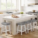 Counter Height Bar Stools Set of 2, 24 Inch Barstools for Kitchen Counter, Kitchen Stools with Bonded Leather Saddle Seats & Heavy Duty Metal Legs, Easy Assembly, All Black - Image 8