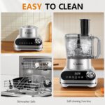 Camic 600W Food Processor, 72OZ Large Capacity Countertop Electric Vegetable Chopper with 6 Preset Programs,BPA Free, Stainless Steel Blades for Ice Crushing, Mixing, Chopping,Clicing - Image 5