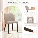 COLAMY Upholstered Dining Chairs Set of 6, Modern Fabric Dining Room Kitchen Side Chair with Padded Seat and Wood Legs for Restaurant/Cafe, Camel - Image 6