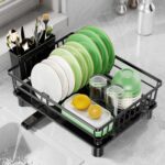 Dish Drying Rack for Kitchen Counter, Stainless Steel Drainer Anti Rust, Smart Drainage System Drainboard with Detachable Cutlery Holder, Handwash Dish Helper for Home, Apartment Space Saving - Image 2
