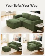 Marsail 80" L Shaped Sofa Modular, Corduroy Cloud Couches with Deep Seats and High-Back Design, Modular Sectional Sofa for Living Room with Ottoman, No Assembly Required - Image 7
