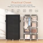 ROJASOP Portable Closet Wardrobe Closet for Hanging Clothes with 6 Storage Shelves, 1 Hanging Rod and 4 Pockets, Free Standing Closet Clothes Organizer for Bedroom, Sturdy and Easy Assemble - Image 7