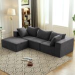 Vamcheer Modular Sectional Sofa - Modern L Shaped Boneless Couch with Deep Seat, Upholstered Sectional Couches for Living Room, Bedroom, Office, No Assembly Required, Gray - Image 2