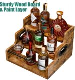 KLM Liquor Bottle Display Shelf, Coffee Syrup Rack Organizer, 3 Step Countertop Liquor Wine Rack, mini bar,liquor cabinet, Home Retro Bar Shelf Stand for Liquor Whiskey, Spirits - Image 8