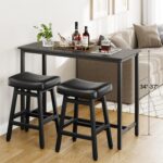 Counter Height Bar Stools Set of 2, 24 Inch Barstools for Kitchen Counter, Kitchen Stools with Bonded Leather Saddle Seats & Heavy Duty Metal Legs, Easy Assembly, All Black - Image 9
