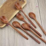 Wooden Spoons, 6 Pieces 9 Inch Wood Soup Spoons for Eating Mixing Stirring, Wood Spoon with Japanese Style Kitchen Utensil - Image 4