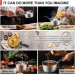 1 Quarts 18/10 Stainless Steel Saucepan, Joyfair Small Sauce Pan Milk Pot with Glass Lid for Cooking Stewing Boiling Spaghetti Soup, Extra Pan Wall & Heat-proof Bakelite Handle, Dishwasher Safe - Image 6