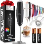Zulay Kitchen Powerful Milk Frother Wand With 2 Duracell Batteries - Ultra Fast Handheld Drink Mixer - Electric Whisk Foam Maker for Coffee, Lattes, Cappuccino, Matcha, Hot Chocolate & Creamer - Black - Image 2