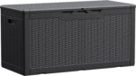 Devoko 100 Gallon Waterproof Large Resin Deck Box Indoor Outdoor Lockable Storage Container for Patio Furniture Cushions Garden Tools (100 Gallon, Black) - Image 2