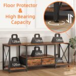 GYIIYUO TV Stand with Fabric Drawers for 65 70 75 Inches TV - Entertainment Center and Industrial TV Console Table with Open Storage Shelves for Living Room, Bedroom - 63" Rustic Brown - Image 7