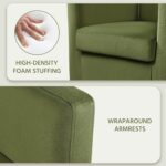 Yaheetech Velvet Accent Chair, Modern and Comfortable Armchairs, Upholstered Barrel Sofa Chair for Living Room Bedroom Waiting Room, Olive Green - Image 8