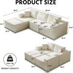 108" Cloud Modular Sectional Couch with L-Shape Chaise, Modern Sectional Sofa with Deep Seat Couch, Ultra Soft Knit Fabric Couches for Living Room, No Assembly Required, Left Facing Chaise (Beige) - Image 3