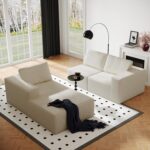 108" Cloud Modular Sectional Couch with L-Shape Chaise, Modern Sectional Sofa with Deep Seat Couch, Ultra Soft Knit Fabric Couches for Living Room, No Assembly Required, Left Facing Chaise (Beige) - Image 8