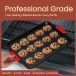 Baking Pan Set – 3 Piece Cookie Sheet – Deluxe Black Non-Stick Carbon Steel – Silicone Handles – Commercial Grade Restaurant Quality – PFOA PFOS and PTFE Free by Bakken - Image 4
