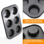 2 Packs Round Muffin Baking Pan, Premium Steel Muffin Pan for Baking, Cupcake Tin Cheesecake Pans, Bakeware Muffin Top Pan (6 Cups,Black) - Image 5