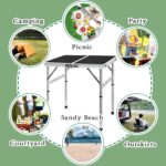 Camp Field Aluminum Folding Small Table, Adjustable Height Lightweight Portable Camping Table for Picnic Beach Outdoor Indoor (Small) (BlackB) - Image 8